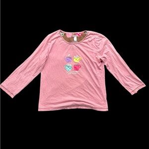 ✨ Emme Jordan long sleeve pink cotton top with cute coffee design✨